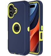 Jiunai for iPhone 16 Case Heavy Duty Strong Shockproof Port Protection Screenless Dustproof Dual ...