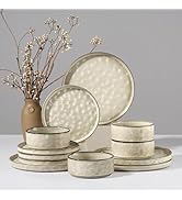 HaWare Dinnerware Sets, 12-Piece Plates and Bowls Set, Stoneware Dish Set for 4, Ceramic Dinnerwa...