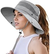 Sun Hat with High Ponytail Hole for Women, Womens UV Protection Wide Brim Foldable Waterproof Bea...