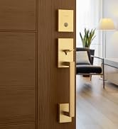 Kwikset door lock entry handleset gold satin brass