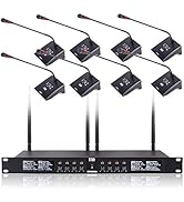 XTUGA CM280 UHF 8 Channel Professional Gooseneck Microphone System Conference Mics Fixed Frequenc...