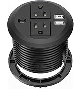 Desktop Power Grommet 3 inch, Desk Power Outlet Socket Recessed Power Strip with 2 AC Outlet & 2 ...