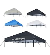 Joramoy 10×10 Canopy Replacement Top Only, Waterproof Pop Up Canopy Tent Top Cover with Ropes, In...