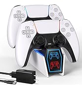 PS5 Charging Station, Fast Charging PS5 Controller Charger with 5V/3A AC Adapter Cable, Dual PS5 ...