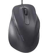 ELECOM Wired USB Ergonomic Shape Mouse, Silent Click, Right Hand, 2000DPI, 5 Buttons, Optocal Sen...
