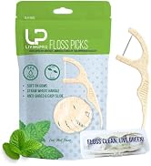 Plant Based Mint Flavored Floss Picks(220pcs) with Travel Case- Planet-Friendly Thin Thread Denta...