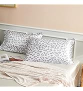 LCBD Satin Pillowcase for Hair and Skin, Grey Leopard Printed Pillow Cases Set of 2, Standard Siz...