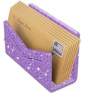 Beego Envelope and Mail Organizer Countertop - Glitter Purple Acrylic Desk Organizer Letter Holde...