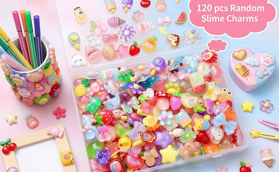 120PCS Random Slime Charms