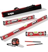 KATA 3-Piece Spirit Level Set, 12", 24", 40" Magnetic Torpedo Leveler with 45°/90°/180° Bubble Vi...