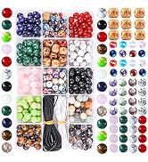 Fishdown 290 Pcs Mixed Stone Beads for Jewelry Making Kit, Crystal Beads Set Chakra Healing Beads...