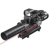 PINTY Rifle Optical Scope &amp; Red Dot Combo with Red/Green Laser, Illuminated Reticle for 20mm Pica...