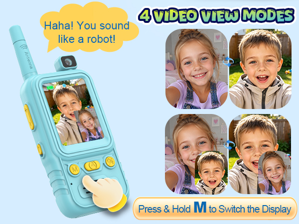 2-Pack Video Walkie Talkies for Kids Boy Girl Age 4-10 Toy Rechargeable Birthday Gift Indoor Outdoor