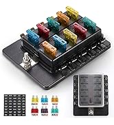 BUNKER INDUST 10-Way Fuse Box Blade Fuse Block Holder with LED Indicator for Blown Fuse Waterpoof...