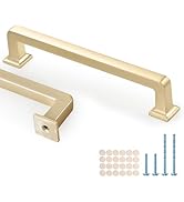 Gzzvo 10 Pack Brushed Gold Cabinet Pulls, 5 Inch(128mm) Hole Centers Kitchen Cabinet Handles, Sol...