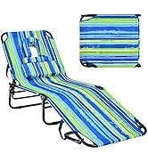Goplus Tanning Chair, Folding Beach Lounge Chair with Face Hole, Removable Pillow, 350LBS Capacit...