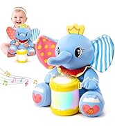 Baby Elephant Musical Toys, Infant Early Learning Toy with Lights Music Drum, Tummy Time Toys for...