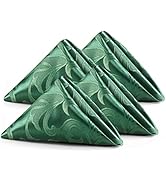 HommxJF 4 Pieces Scroll Damask Jacquard Green Cloth Napkins 17 x 17 inch,Water Resistant Spillpro...