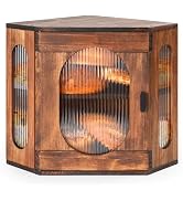 Sunhoo Bread Box for Kitchen Countertop Corner Bread Storage Wooden Breadbox Container 2 Layer Br...