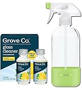 Grove Co. Glass Cleaner, Refill Concentrate (2 x 1 Fl Oz) + 1 x Reusable Glass Spray Bottle (16 O...