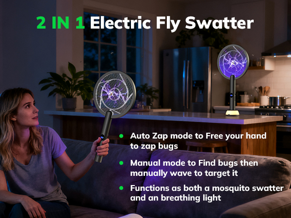 YISSVIC Electric Fly Swatter Bug Zapper Racket