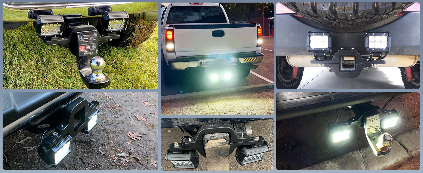 4 Inch 60W LED Pods with 2 Inch Tow Hitch Mounting Brackets