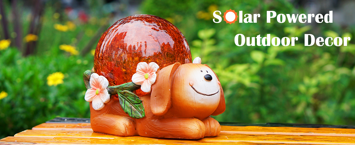 Garden Puppy Statues Outdoor Decor, Solar Lights Outdoor Statue Garden Decorations