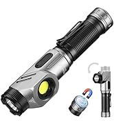 Yemao Rechargeable Tactical Flashlights 1600 High Lumens 2 Light Sources,6 Modes,90 Degree Rotati...