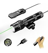 ELFGO Rifle Flashlight Laser Combo, 1250 Lumen Green Laser Light Gun Laser Beam Sight Picatinny F...