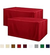 Obstal 2 Pack 6FT Red Table Cloths for Standard Folding Tables - Water Resistant Washable Fabric ...
