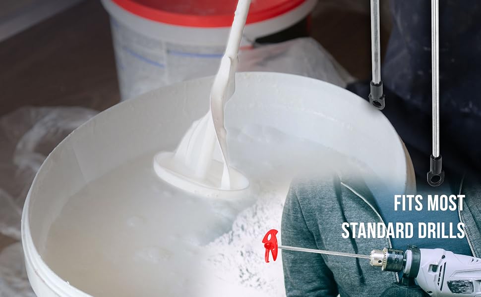 TCP Global 14" Paint Mixer Set-2 Paddle Mixers 1/4" Round &amp; 5/16" Hex Shafts, Mix Paint Resin &amp; More