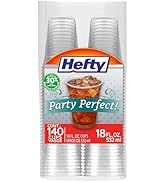 Hefty Party Perfect Clear Plastic Cups, 18 Ounce, 140 Count