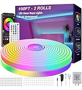 Ledagic 100ft LED Neon Rope Lights with App and Remote Control, IP65 Waterproof Neon Strip Lights...