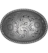 TYWestyles Western Buckles for Women - 1 1/2 Antique Silver Engraved Floral Stylish Heavy-Duty Vi...