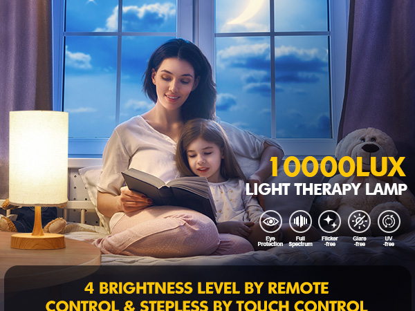 10000LUX light therapy lamp with 4 brightness level and 3 color temperature