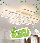 Shine LUEST Modern Ceiling Light, 39.4'' Dimmable LED White Flush Mount Ceiling Lights with Remot...