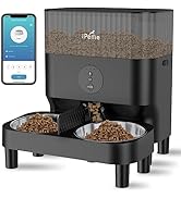 iPettie Automatic WiFi Pet Feeder for 2 Pets, 5L Capacity, 1-10 Meals Per Day, Adjustable Bowl He...