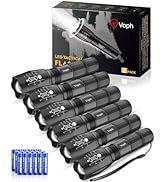 Voph Flashlight 6 Pack, 5 Modes 2000 Lumens Tactical LED Flashlights, High Lumen Waterproof Focus...
