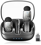 Wireless Lavalier Microphone for iPhone iPad Android with Charging Case,Lapel Mic with Noise Redu...