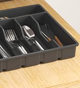 Lifewit Silverware Organizer with Lid, Covered Utensil Tray for Kitchen Drawer and Countertop, Pl...