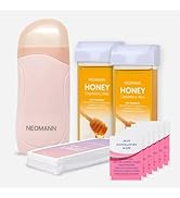 NEOMANN Roll on Wax Kit for Hair Removal with 2x Honey Cartridges Pink | 50 Wax Strips wax roller...