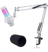 White Boom Arm for HyperX QuadCast S - White Mic Arm Compatible with Hyperx Quadcast White Microp...