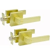 DSJJBLL Privacy Door Lever, Golden Door Handle Heavy Duty, Keyless Door Knobs in Polished Brass f...