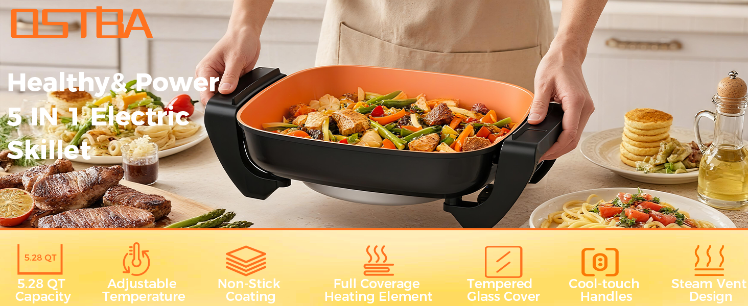 electric skillet with lid
