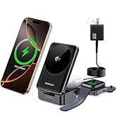 DERLULU Qi2 3 in 1 Wireless Charger for Apple Devices, Qi2 15W Magnetic Foldable Wireless Fast Ch...