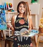 Britimes Apron Home Kitchen Cooking Baking Gardening for Women Men With Pockets Sloth Follow Your...