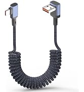 JSADZKJ 90Degree USB to Type C Short Cable Coiled USB to USBC Cable 6A Fast Charging USB A to Typ...