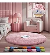Ophanie Pink Round Rug for Bedroom Girls, Kids Fluffy Kawaii Fuzzy Furry Shag Area Rug, Cute Plus...