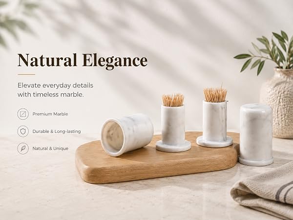 Marble Toothpick Holder with Lid