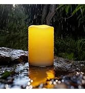 Homemory Large Solar Candles Outdoor Waterproof, 4"x6", Dusk to Dawn, Solar Powered Flameless Can...